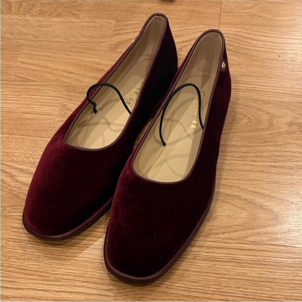 Coach Burgundy Velvet Flats